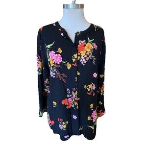 Dark Floral Size 1X Plus Top Old Navy The Tunic Shirt Garden Girl